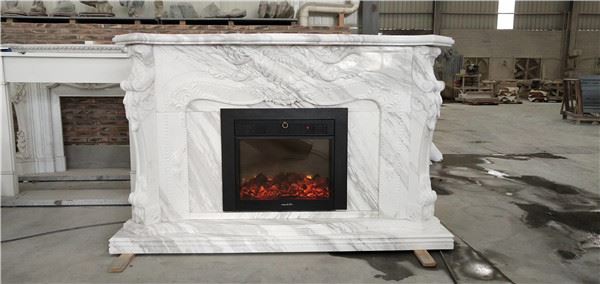 fireplace white marble for interior decoration