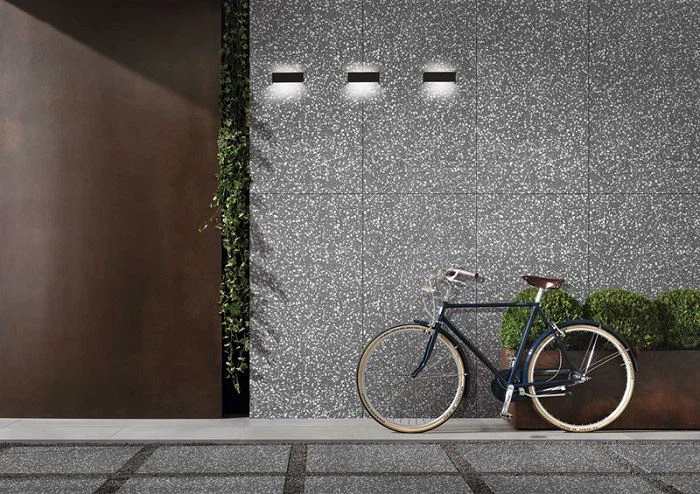 Polished terrazzo floor tiles wall