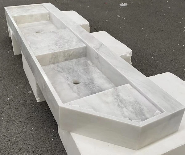 White Marble Integrated Bathroom Sink